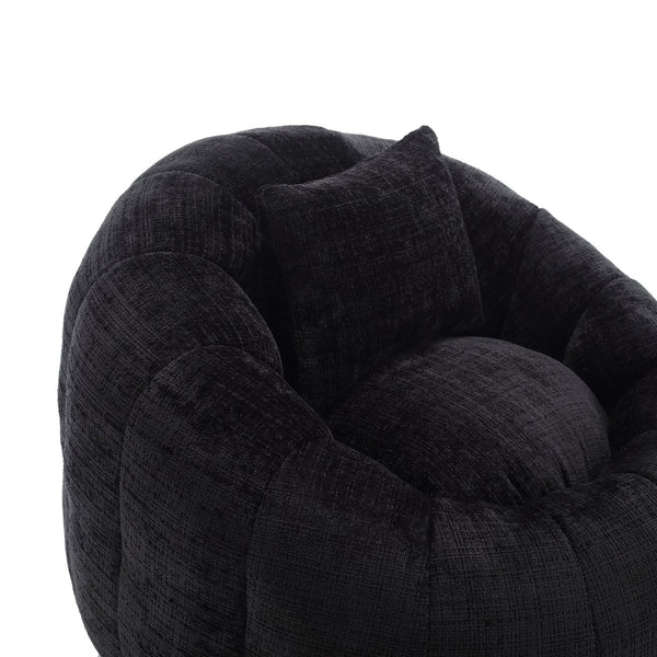 English Elm UNITED Cloud-Luxe Chenille Memory Foam Bean Bag Chair with Ottoman and Pillow for Ultimate Comfort Black W1568P361690