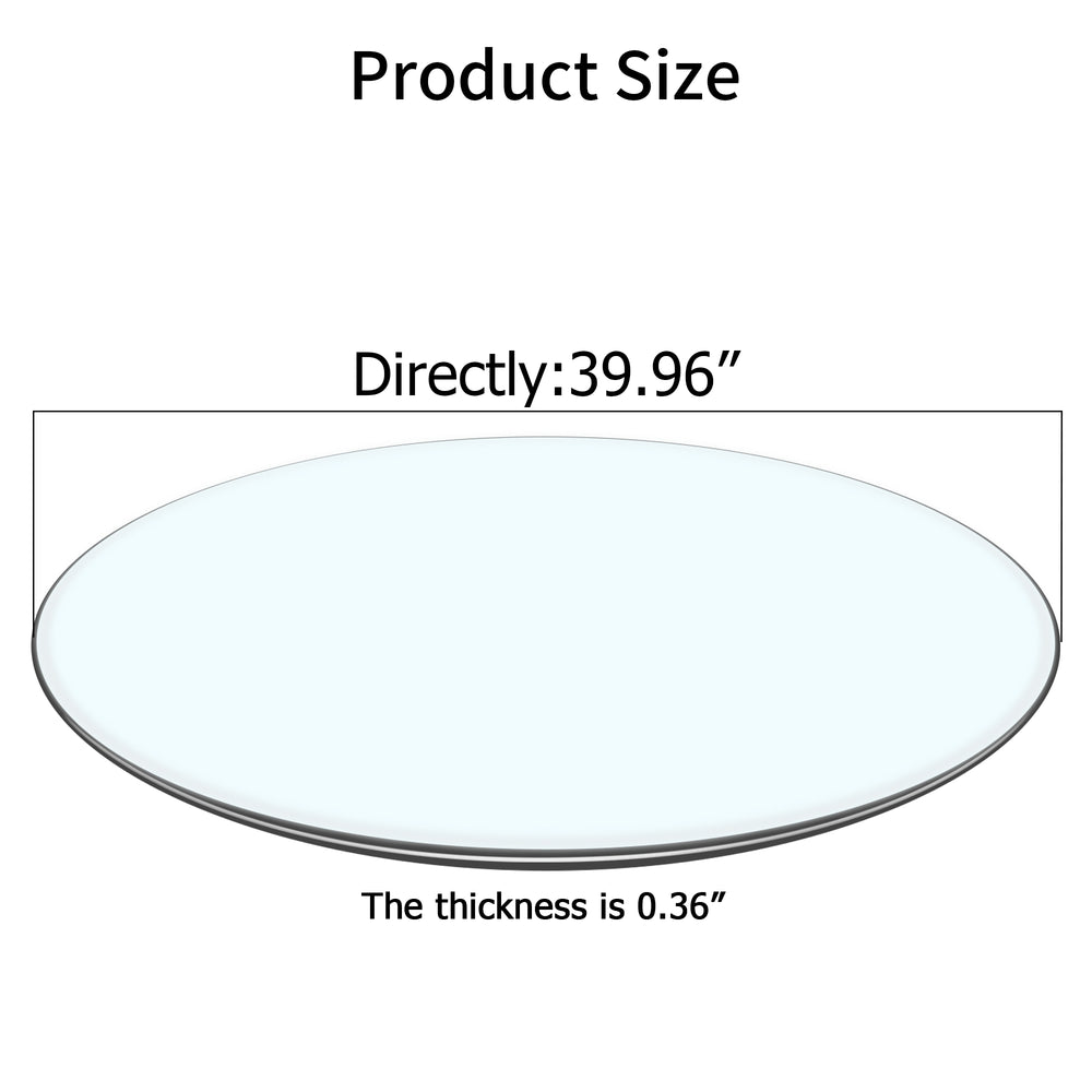 English Elm Size:39.96 Round Tempered Glass Table Top Polished Edges Clear Dining Surface W115171424