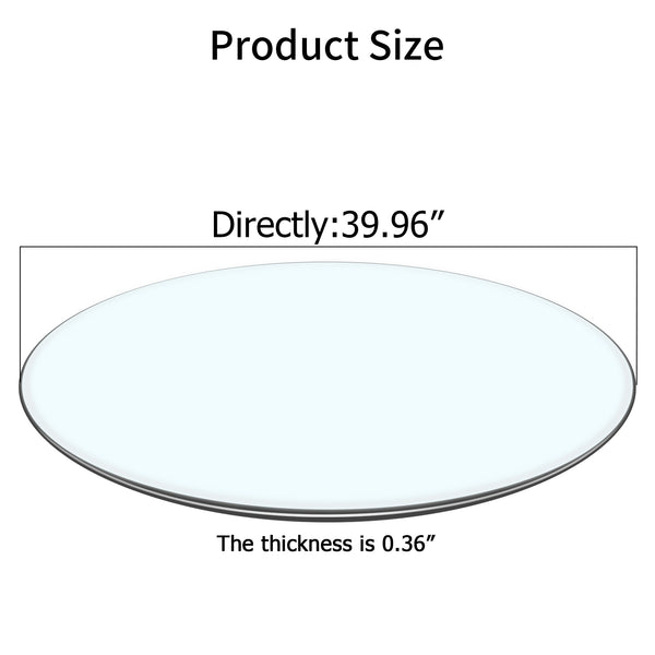 English Elm Size:39.96 Round Tempered Glass Table Top Polished Edges Clear Dining Surface W115171424
