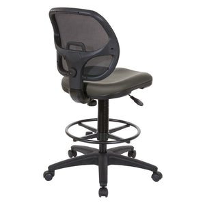 OSP Home Furnishings Deluxe Ergonomic Drafting Chair with Mesh Back Dillon Fabric Seat and Adjustable Footring Dillon Graphite DC2990V-R111