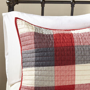 English Elm 6 Ridge Reversible Herringbone Quilt Set with Embroidered Throw Pillows Buffalo Plaid Full/Queen Red 22.83 L x 17.72 W x 11.81 H B03597497