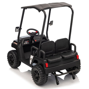 English Elm 24v Kids Electric Ride on Truck Four Seat All Wheel Drive Spring Suspension Sunshade Black W1578P381262