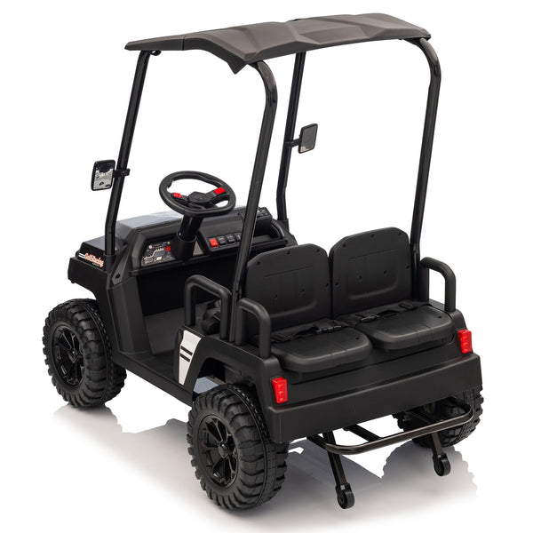 English Elm 24v Kids Electric Ride on Truck Four Seat All Wheel Drive Spring Suspension Sunshade Black W1578P381262