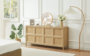 English Elm 67'' Scandinavian Oak Sideboard with Touch Latch Doors Soft Close Hinges Living Room Storage Oak W1820P420817