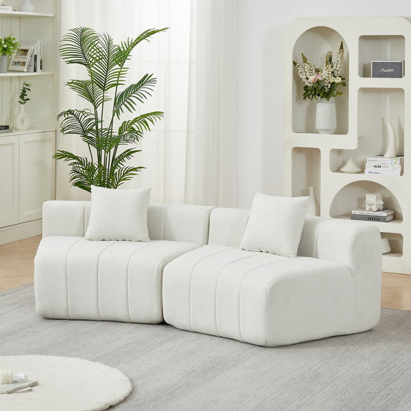 English Elm Chenille Modular Sectional Sofa Curved Piano Key Design Plush Living Room Lounge Seating Beige W834P389117