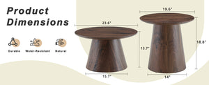 English Elm Nested Round Coffee Table Set with Wood Grain Mdf Top for Modern Living Rooms Walnut W2920S00116