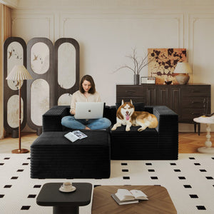 English Elm Modular Sectional Couches - Luxurious Corduroy Comfort, No Assembly, Versatile Design For Any Space W3434S00021