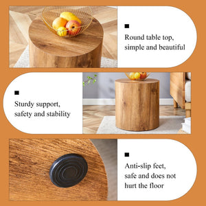 English Elm The Stylish Cylindrical Table - Versatile Coffee Table, Dining Surface, Or Compact Workbench Design W1151P200298-GIGA