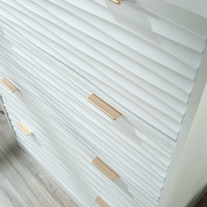 English Elm 4-Drawer Chest In Sleek White Finish With Gold-Tone Accents – Stylish Storage For Any Room! B356P402713