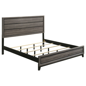 English Elm Carina Rustic Grey Oak Eastern King Panel Bed with Smoky Weathered Finish, Modern Paneled Design B062S00945