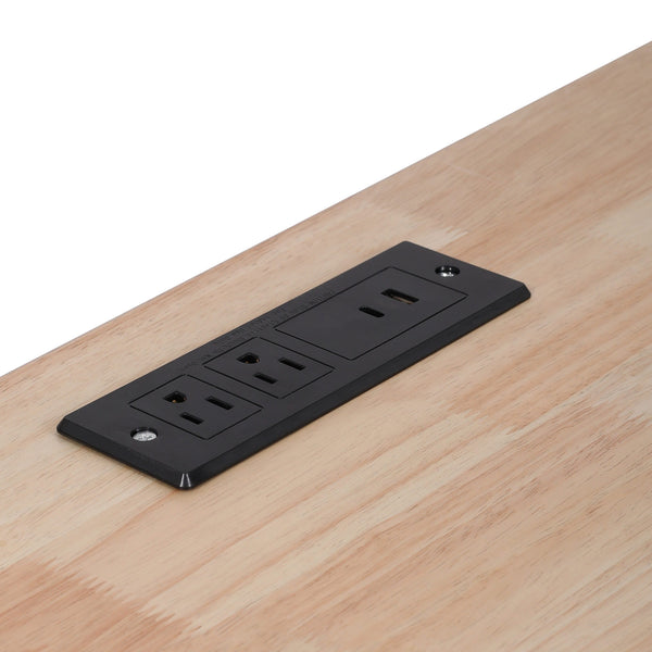 English Elm K&K 56.5" Kitchen Island with Drop Leaf, Embossed Vertical Stripe Barn Doors, Wheels & Charging Hub Black N707P263094B