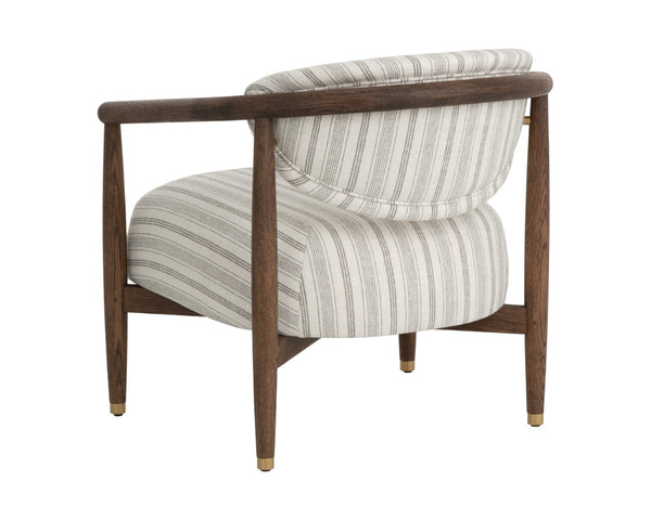 Sunpan SIGRID Lounge Chair - Elegant Antique Brown with Striped Upholstery for Timeless Comfort and Style 112740