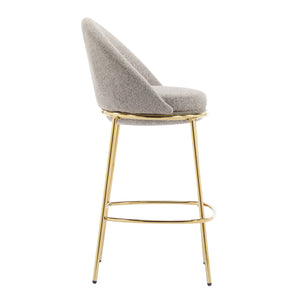 English Elm Christopher Knight Home® - Celano Upholstered Metal Barstool Set of 2 with Plush Rounded Seat, Semi‑Enclosed Backrest, Durable Frame Beige+Gold N775P268055B