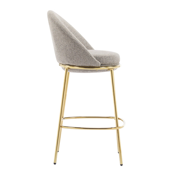 English Elm Christopher Knight Home® - Celano Upholstered Metal Barstool Set of 2 with Plush Rounded Seat, Semi‑Enclosed Backrest, Durable Frame Beige+Gold N775P268055B