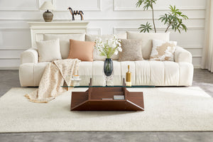 English Elm A Modern Two-tier Mdf Coffee Table with Open Shelf for Living Room Storage W3875P396857