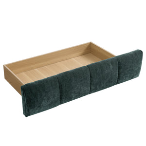 English Elm Queen Chenille Upholstered Platform Bed with Storage Drawers and Padded Headboard Blue+Green W487P235285
