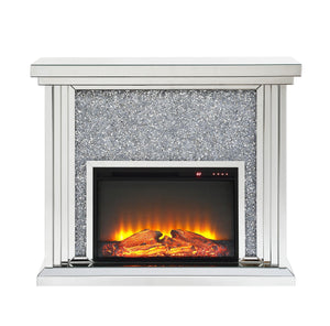 English Elm Noralie Glam Electric Fireplace with Mirrored Frame and Faux Diamond Accent Inlay B2726P445771
