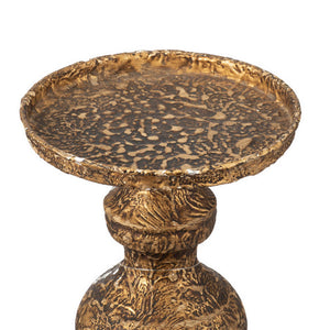 English Elm Mia Antique Brass Turned Pedestal Pillar Candle Holder for Elegant Dining Decor B056P416848
