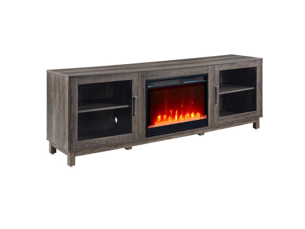 English Elm Sestriere 70 Inch Electric Fireplace Tv Stand with Walnut Finish and Cabinet Storage B2749P413269