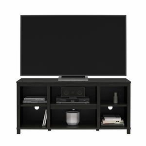 English Elm Parsons TV Stand for TVs up to 50" with ample open shelving, cord management, modern oak finish Black B2733P384489