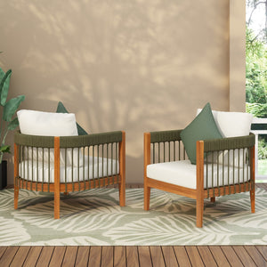 English Elm Christopher Knight Home® - [Set Of 2] Acacia Wood Boho Outdoor Club Chairs With Water-Resistant Cushions For Cozy Lounging N767P265743A_2