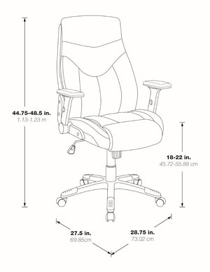 OSP Home Furnishings Exec Bonded Leather High Back Office Chair with Lumbar Support and Ergonomic Tilt Taupe EC90200-EC21