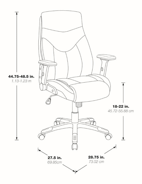 OSP Home Furnishings Exec Bonded Leather High Back Office Chair with Lumbar Support and Ergonomic Tilt Taupe EC90200-EC21
