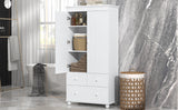 English Elm Tall Storage Cabinet With Three Drawers For Bathroom/Office, White