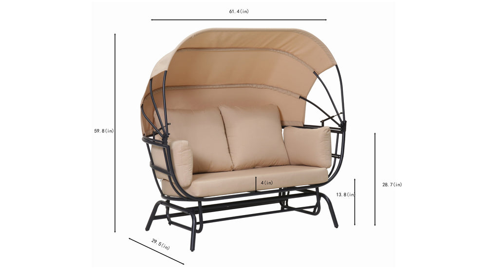 English Elm 2-person Outdoor Egg Swing Chair Adjustable Canopy Cushioned Patio Hammock Lounge W3990P430773