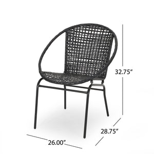 English Elm Christopher Knight Home® - Polyethylene PE Wicker 2-Person Seating Group — Weather-Resistant Rattan & Metal, Sleek Patio Set 66628.00BLK_66627.00BLK