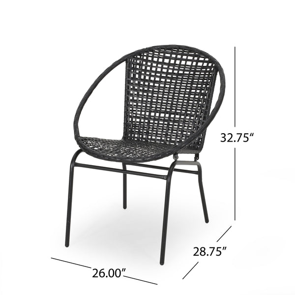 English Elm Christopher Knight Home® - Polyethylene PE Wicker 2-Person Seating Group — Weather-Resistant Rattan & Metal, Sleek Patio Set 66628.00BLK_66627.00BLK