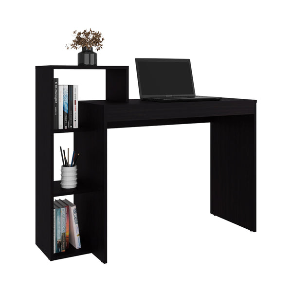 English Elm Wenge Finish Open Shelf Computer Desk Slim Profile for Small Home Office Spaces B062P483771