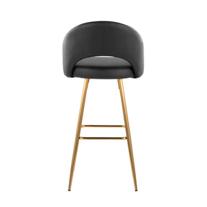 English Elm Fixed-height Metal Frame Barstools with Upholstered Seats and Geometric Footrest Set of 2 Black+Gold B202S01941