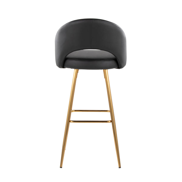 English Elm Fixed-height Metal Frame Barstools with Upholstered Seats and Geometric Footrest Set of 2 Black+Gold B202S01941