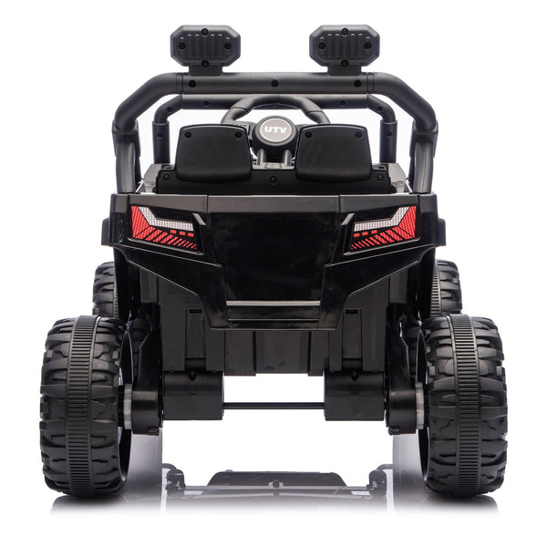 English Elm 12v Kids Electric Utv with 4-wheel Suspension Anti-collision Bar and 2-hour Battery Black W1578P343329