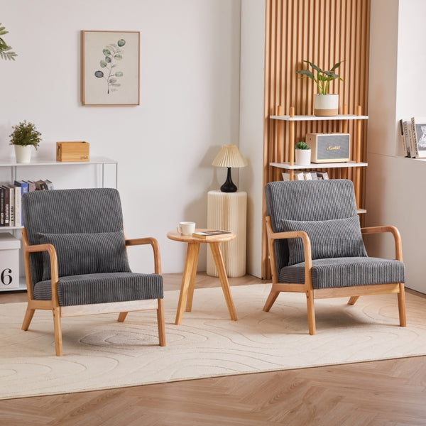 English Elm Mid-Century Accent Chair & Coffee Table Set - Vintage Luxury Design For Cozy Living Spaces & Relaxation W2989P362780