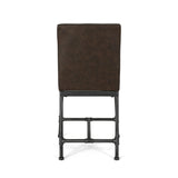 Christopher Knight Home® - Noble House - Commonwealth Industrial Modern 24" Counter Stool with Faux Leather Backing and Metal Pipe Base - Set of 2