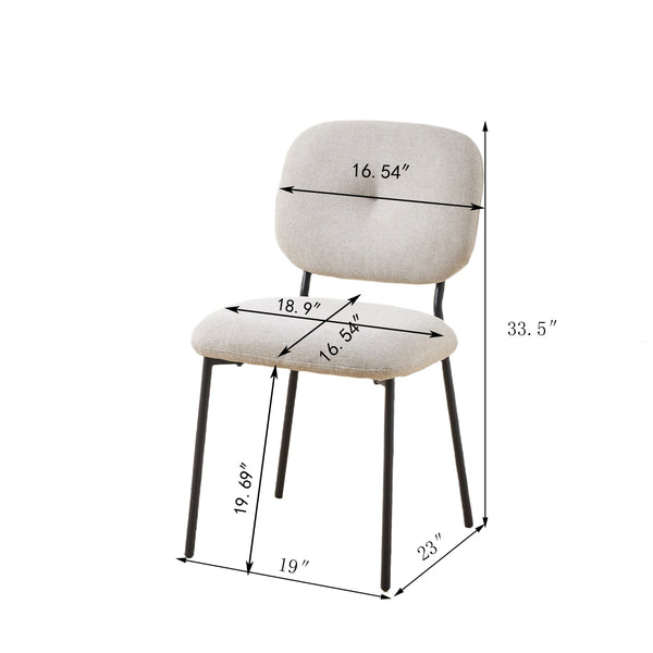 English Elm Modern Upholstered Dining Chairs Set of 2 with Metal Legs — Compact, Ergonomic Accent Seating for Small Spaces White N842P284566A