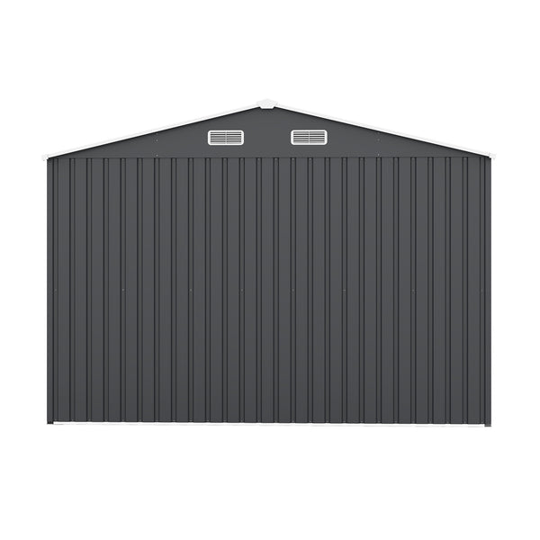English Elm Campcraft Metal Storage Shed 10x14 Ft with Lockable Doors Vented Sloped Roof Backyard W1598S00035