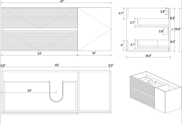 English Elm Grace 48" Walnut Floating Bathroom Vanity With Glossy White Sink, Soft-Close Drawers & Eco-Friendly Design W1865P281237