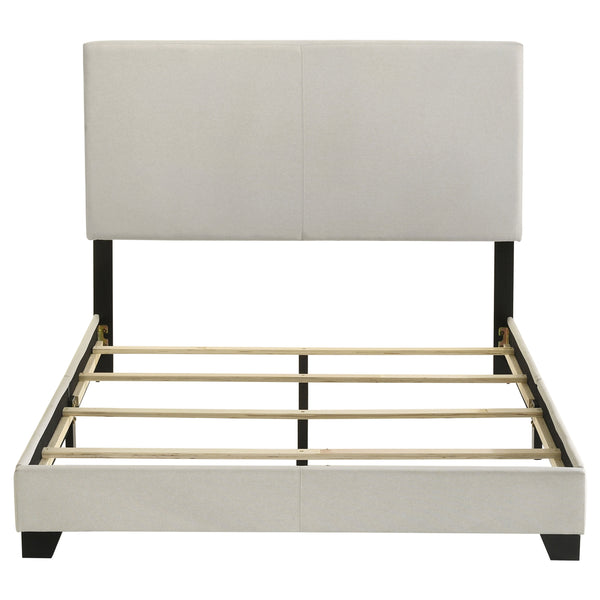 English Elm Efram Upholstered Panel Bed with Tall Padded Headboard and Matte Black Wood Legs Cream B062P441118