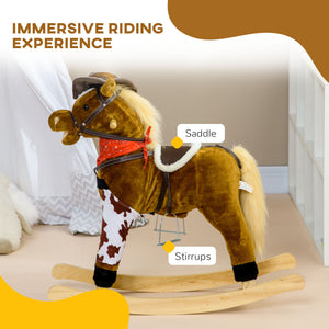 English Elm Qaba Plush Rocking Pony for Toddlers with Sound Effects and Padded Saddle Playroom Fun W2225P217695