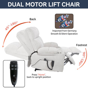 English Elm Dual Motor Power Lift Recliner with Massage Heat and Leatherair Upholstery for Living Room Beige W3224P295282