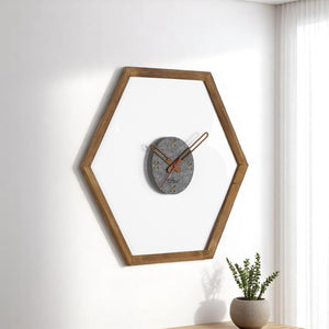 English Elm Tuva Hexagonal Wall Clock with Solid Wooden Frame — Minimalist Modern Design, Easy-to-Read Face Yellow B029P331487