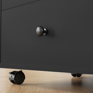 English Elm HOMCOM Mobile 3-Drawer Office Storage Cabinet with Removable Top Tray, Locking Wheels, Space-Saving Design Black W2225P217758