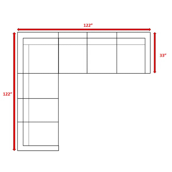 English Elm Fully Assembled 122'' Wide Wicker Patio Sectional With Plush Cushions - Weather-Resistant Comfort B120S00003