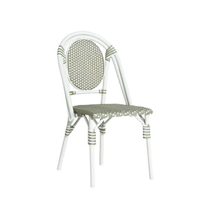 English Elm French Bistro Outdoor Dining Chairs Woven Rattan Aluminum Frame Patio Set of 2 N772P356258G
