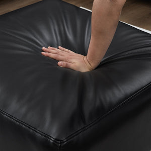 English Elm Modern Modular L-shaped Sectional in Matte Pu Leather with Ottoman Six Piece Black W1097S00264