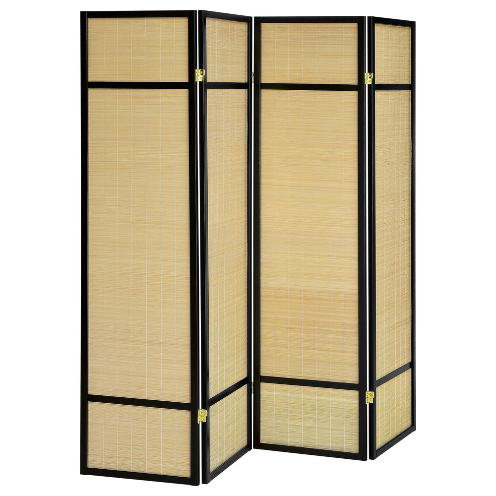 English Elm Sensei Woven Bamboo Folding Screen Fsc Pine Frame Four Panel Room Divider B062P451672