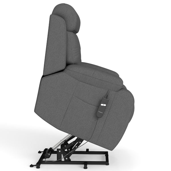 English Elm Power Lift Recliner For Seniors – Compact Electric Chair In Dark Gray Snowflake Velvet, Remote Control W1028S00052-GIGA